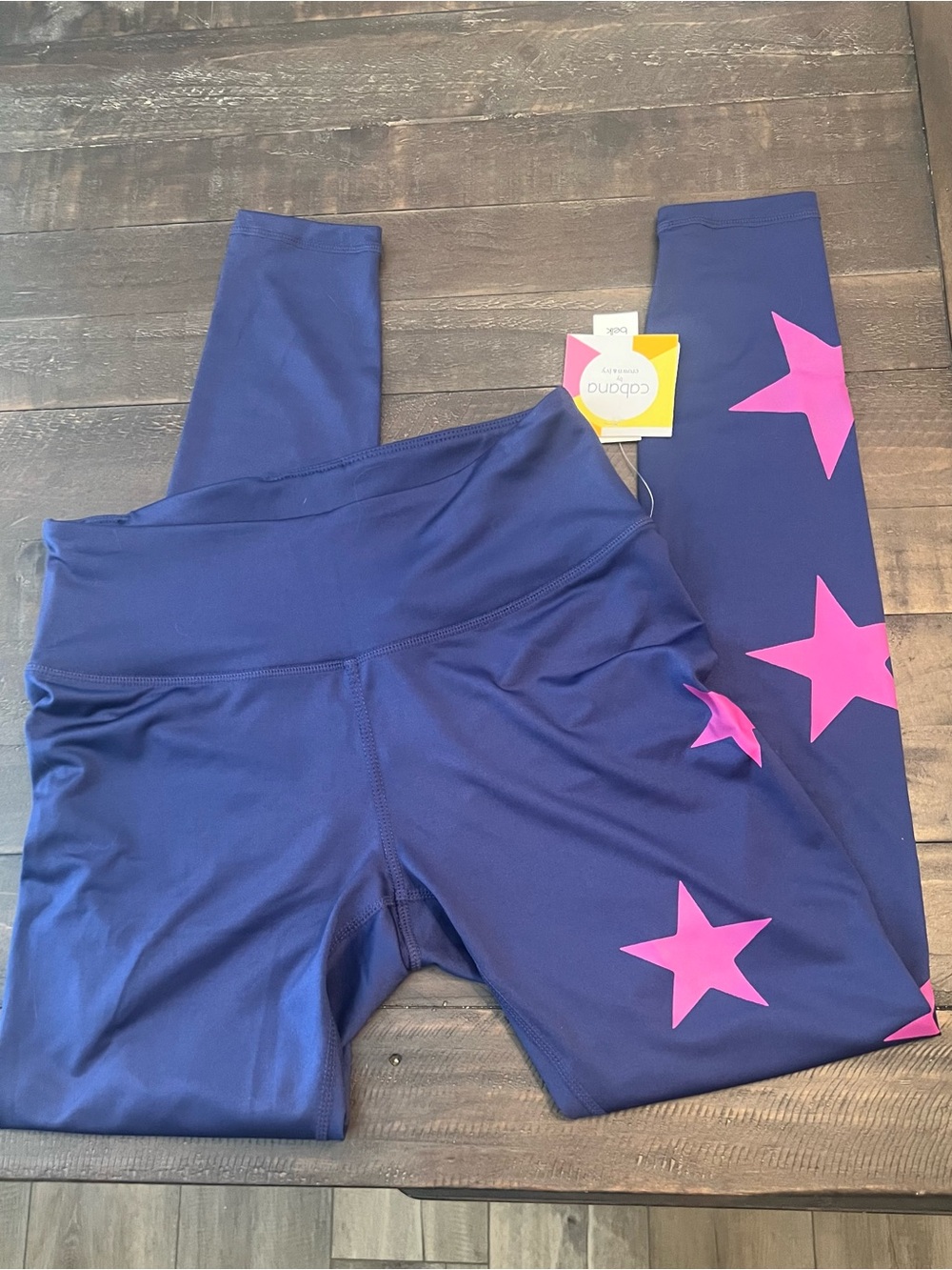 Cabana by Crown & Ivy Navy Leggings with Pink Star Accents